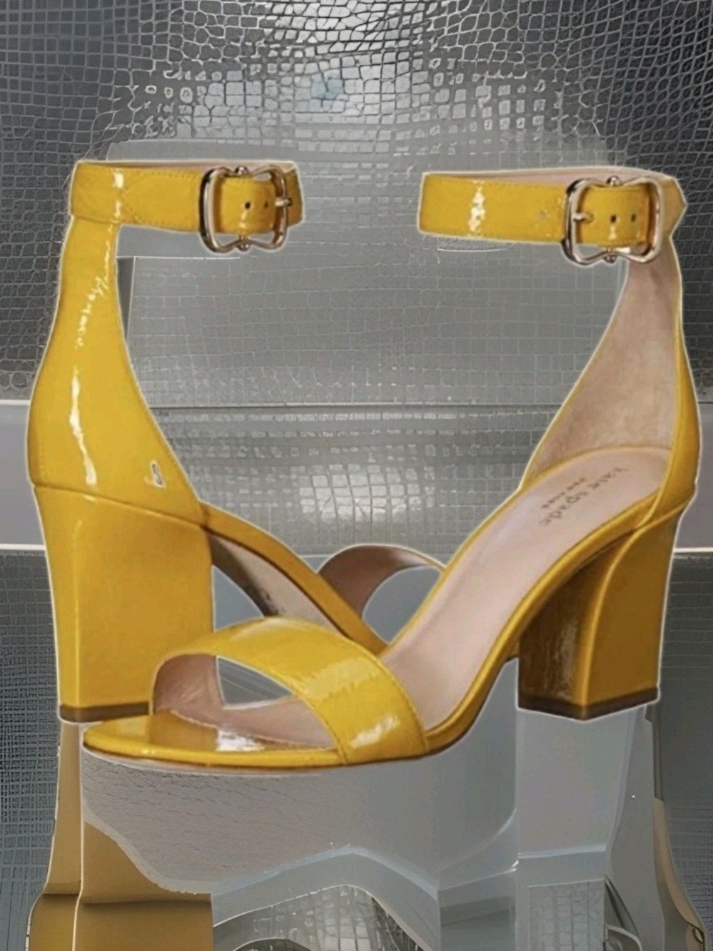 Pre-loved Kate Spade Merigold Yellow Adjustable Strap Block Heels Sz 10 M